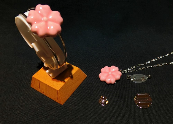 清水焼コーディネイトAccessary 「桜B（ピンク）」4アイテムに出来ます 2枚目の画像