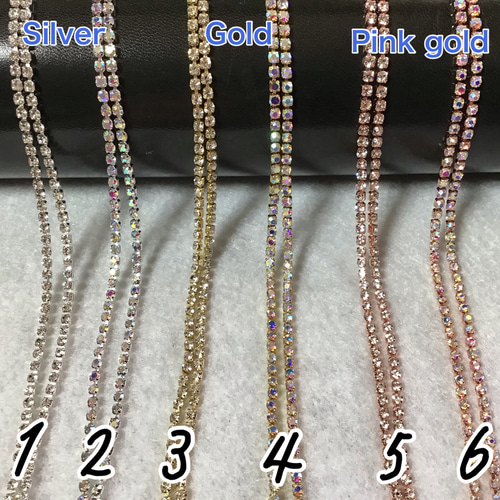 連爪チェーン 2mm クリア・クリスタルAB ダイヤレーン ラインストーン