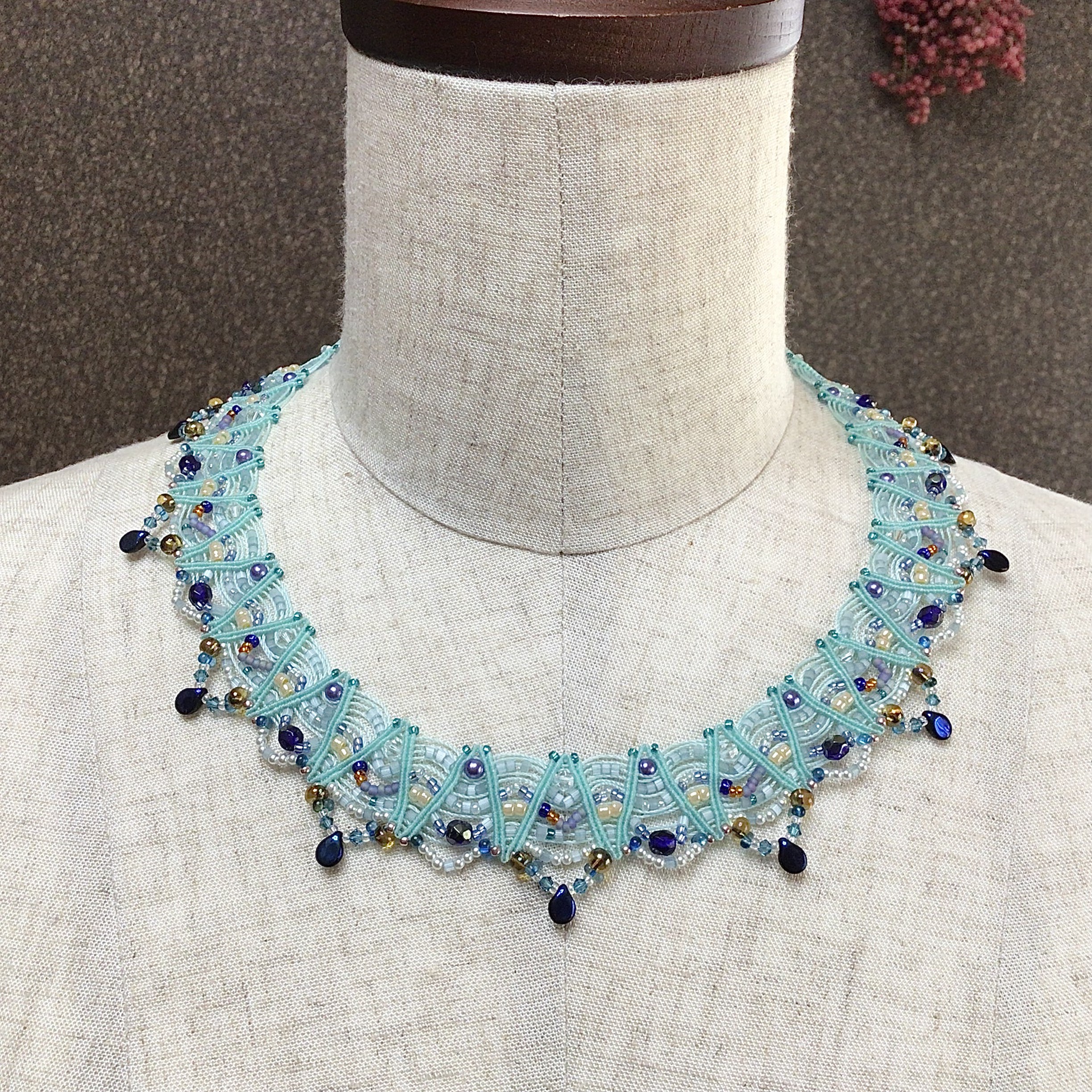 マクラメ　マリンネックレス