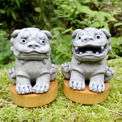 置物 『手のりサイズの狛犬さん』(白セメント色） その他置物