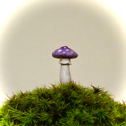苔テラリウム用フィギュア『きのこ』ベニテング型　Sサイズ紫色 3枚目の画像