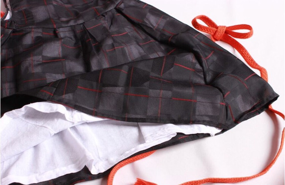 k-6 夏用道行コートで作ったワンピース チェック柄 レトロな子供服 3枚目の画像