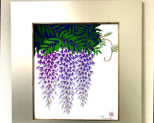 日本製額縁付き＊藤の花＊ #絵画 #絵 #癒し #日本製額縁 #藤の花 絵画
