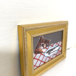 ねこのこむぎとお魚　複製画 #猫 #絵 #癒し #プレゼント 2枚目の画像