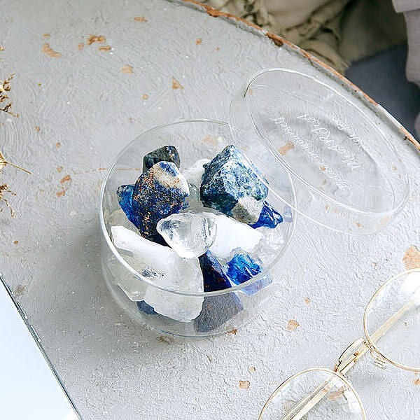 【名入れ】天然石と優雅なブルーローズの香りが付いたジェルを組み合わせ フレグランスジェルストーン ブルー