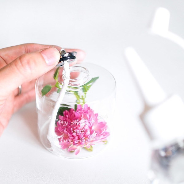 【名入れ】ロマンチックなふたりへの結婚祝い オイルランプ ハーバリウム アートフラワー イエロー