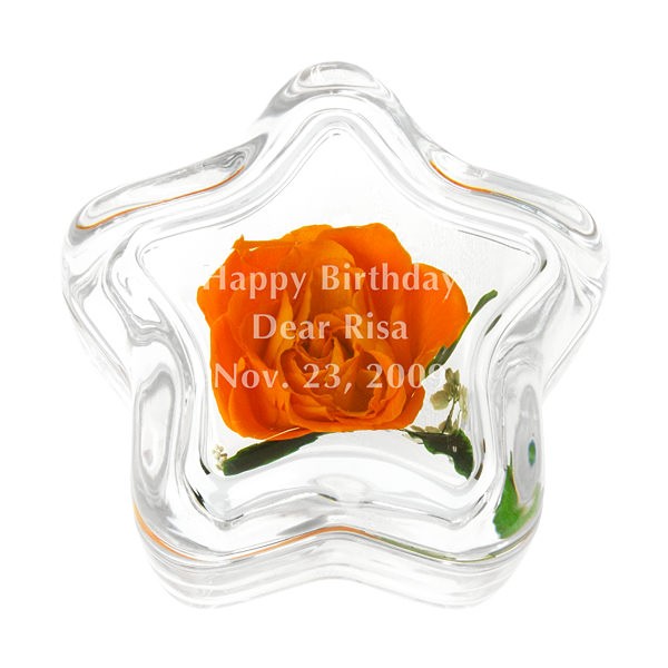 【名入れ】大切な人へ贈る "いつまでもきれいに咲き続ける特別な花" プリザーブドフラワー スターオレンジローズ