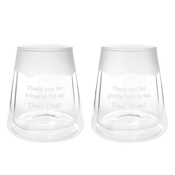 【名入れ】飲み物が宙に浮いているように見える 二重ガラス ダブルウォール 富士山グラス ペア