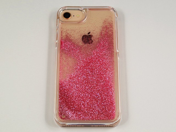 【送料無料】【名入れ可能】iPhone 全機種対応 グリッター スマホケース ローズピンク 4枚目の画像