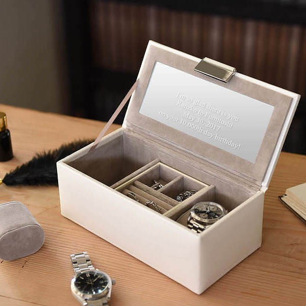【名入れ】シンプルで上品なユニセックスデザイン ウォッチ＆アクセサリーケース S