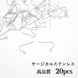 サージカルステンレス 316L フックピアス 20pcs(10ペア) シルバー 1枚目の画像