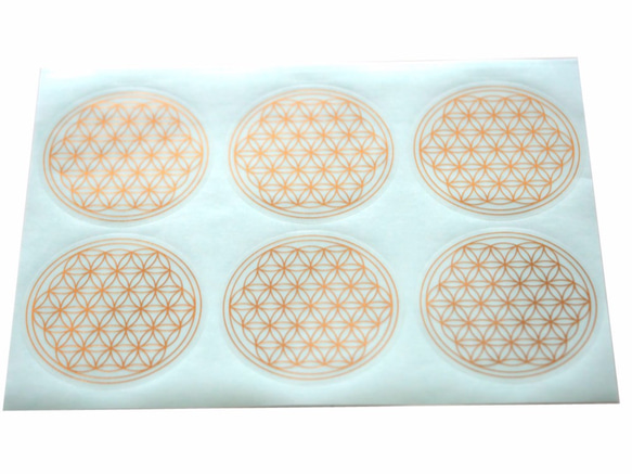 フラワーオブライフ ステッカー (金色) 56mm （1シート6枚）神聖幾何学 1枚目の画像