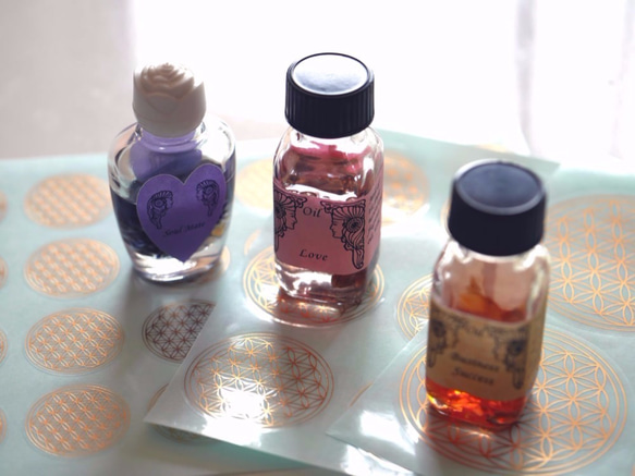 フラワーオブライフ ステッカー (金色) 56mm （1シート6枚）神聖幾何学 3枚目の画像