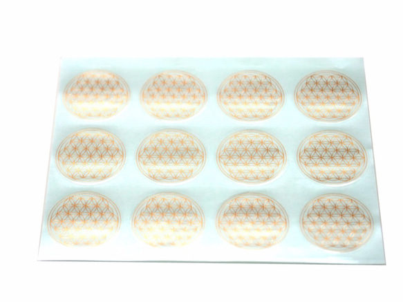 フラワーオブライフ ステッカー (金色) 38mm （1シート12枚）神聖幾何学 1枚目の画像