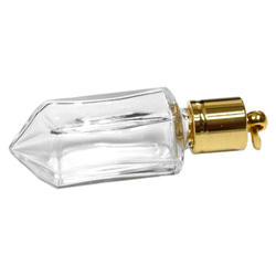 ミニ香水瓶　アロマペンダントトップ　水晶 （透明　容量1.3～1.7mL）×穴あきキャップ（ライン）　ゴールド 2枚目の画像