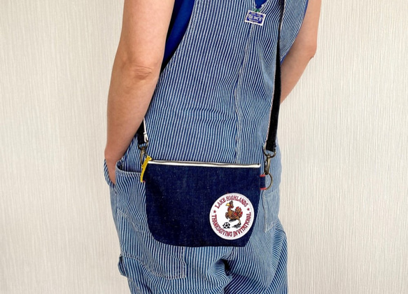 70&#39;sVintage patch x Okayama denim 2WAY smartphone shoulder 1 第2張的照片