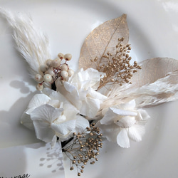 結婚式 白無垢 ヘッドドレス ヘッドパーツ 髪飾り ウエディング （ホワイト&ゴールド） 4枚目の画像