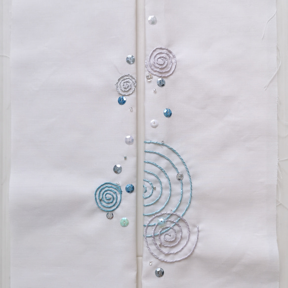 刺繍半衿　心の奥の波紋（恋空エクリュ） 3枚目の画像