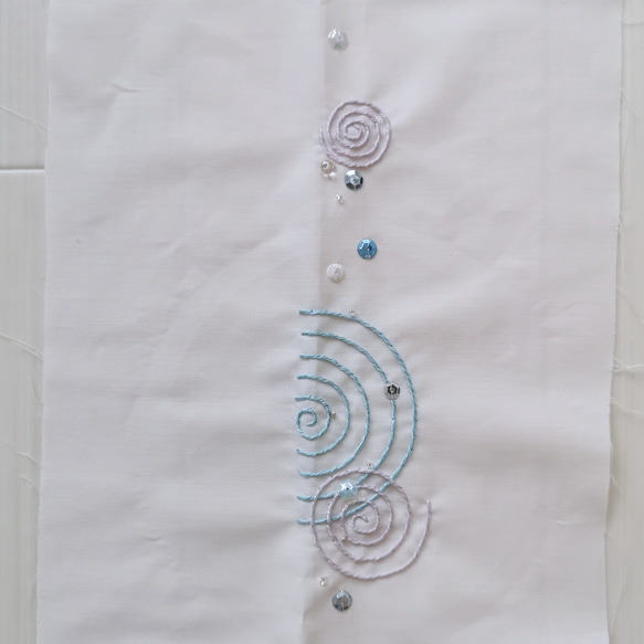 刺繍半衿　心の奥の波紋（恋空エクリュ） 6枚目の画像