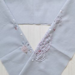 刺繍半衿　心の奥の波紋（淡恋グレー） 2枚目の画像