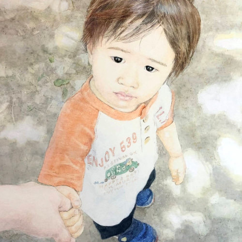 B5サイズ】子ども赤ちゃん肖像画オーダー＜ひとり＞【紙製額縁