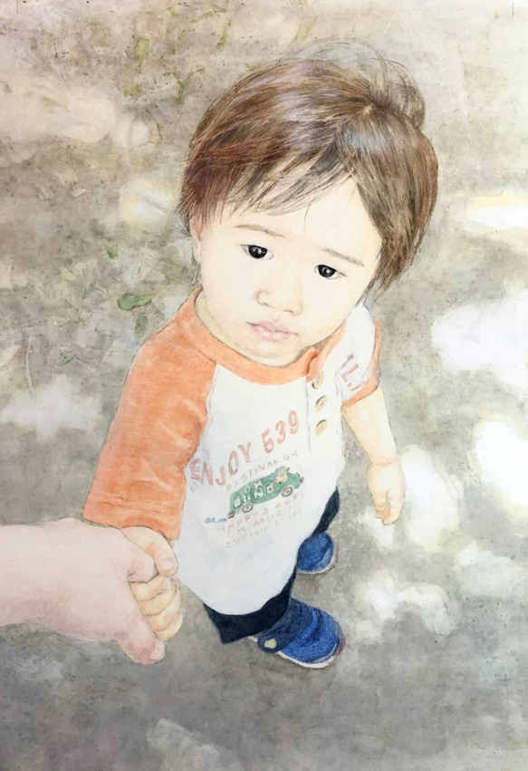 【B5サイズ】子ども赤ちゃん肖像画オーダー＜ひとり＞【紙製額縁付き】 3枚目の画像