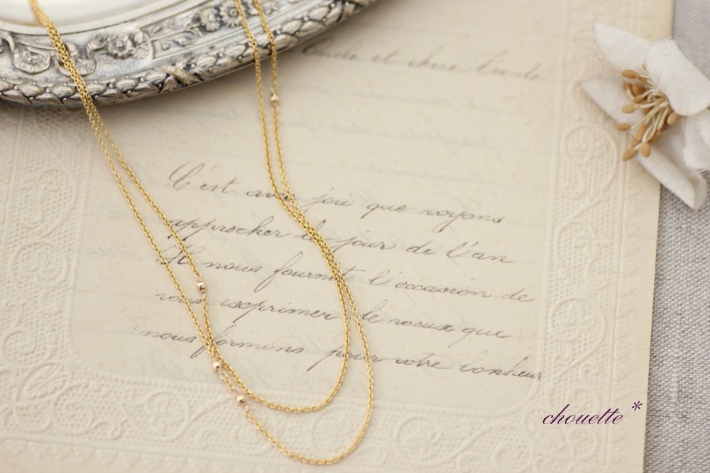 *10K mirror ロングネックレス*14kgf*