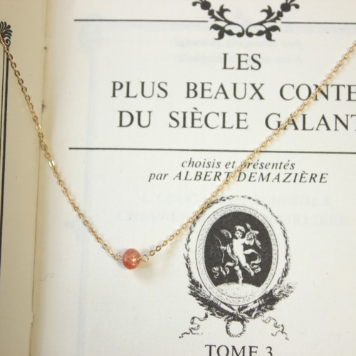 14kgf＊サンストーンのチャーム＊ネックレスペンダントトップに