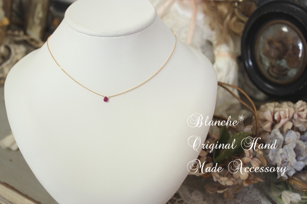 *ルースカットルビーの一粒ネックレス*14kgf