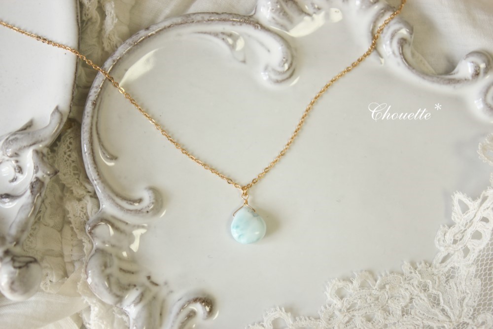 *ラリマーのmaronネックレス*14kgf*larimarブルー