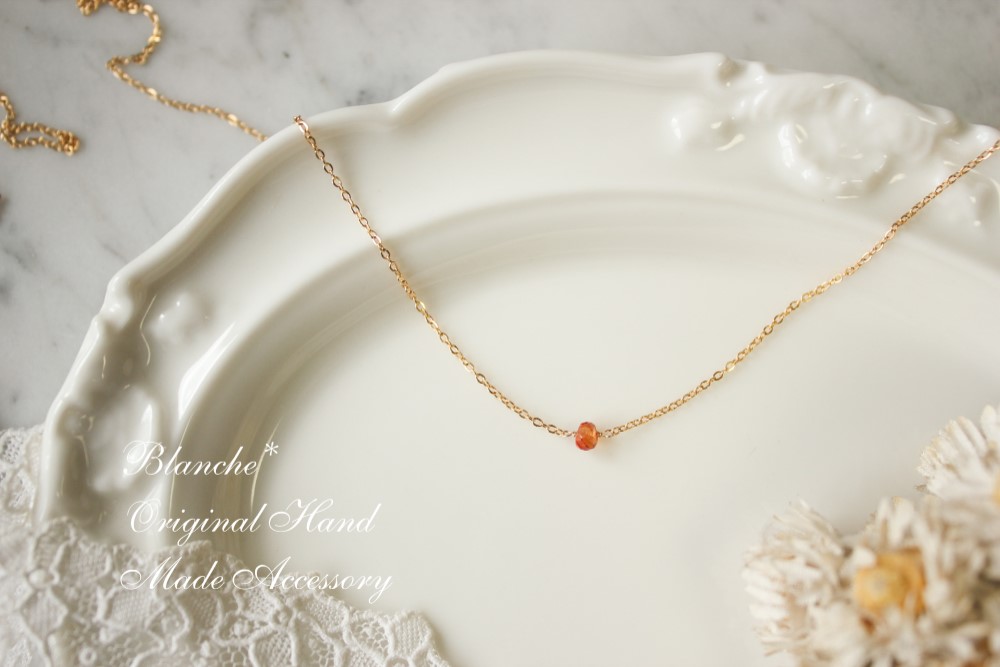 k14gf＊宝石オレンジサファイアの一粒ネックレス＊ ネックレス