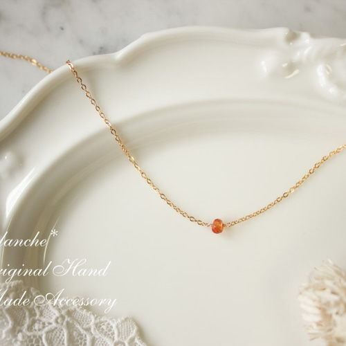 k14gf＊宝石オレンジサファイアの一粒ネックレス＊ ネックレス