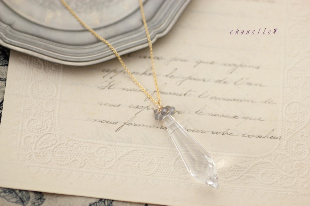 *スワロフスキー*ラブラドライト*ロングネックレス*14kgf