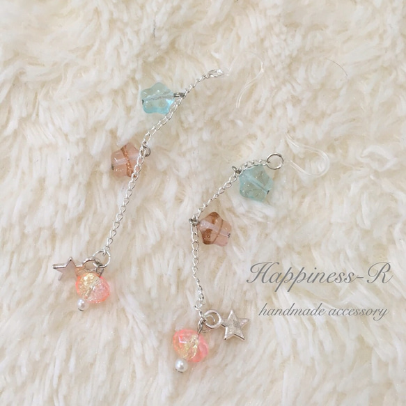 【返品送料無料】 織姫彦星ピアス.イヤリング ピアス（フック・チェーン ピアス