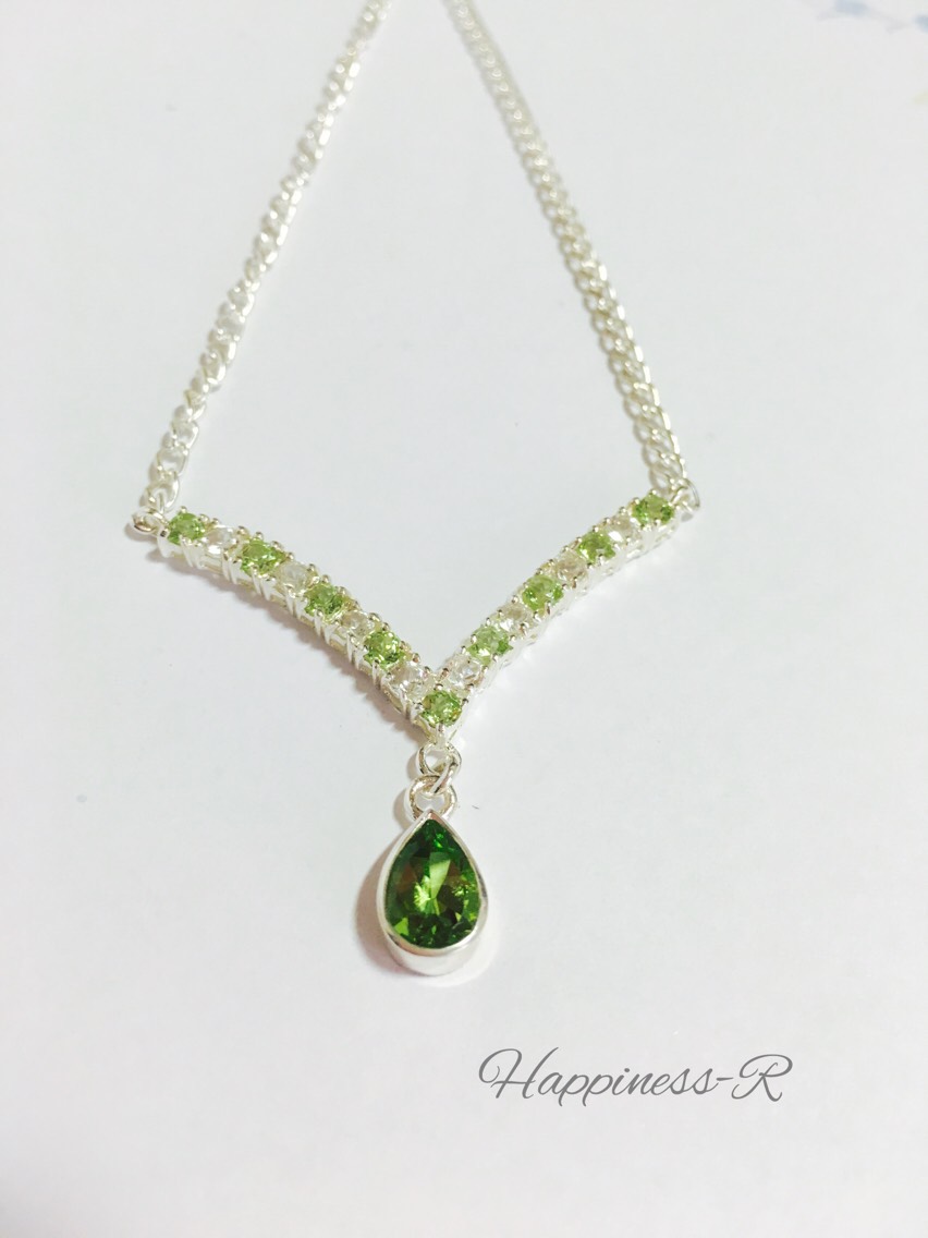 天然石ペリドット&Wトパーズネックレス