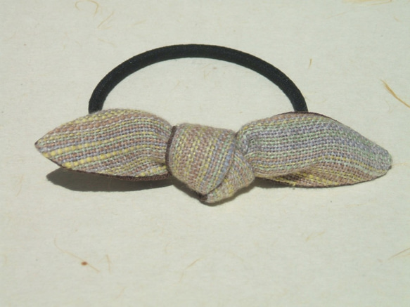 手織りヘアゴム(リネンとコットンの秋色染め) 2枚目の画像