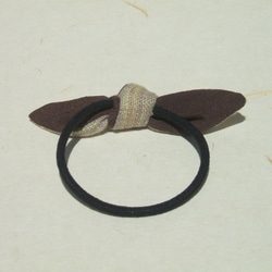 手織りヘアゴム(リネンとコットンの秋色染め) 3枚目の画像