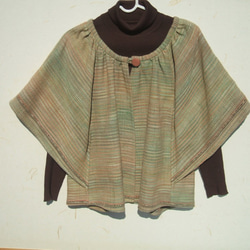 手織りバタフライスリーブボレロ　コットン 1枚目の画像