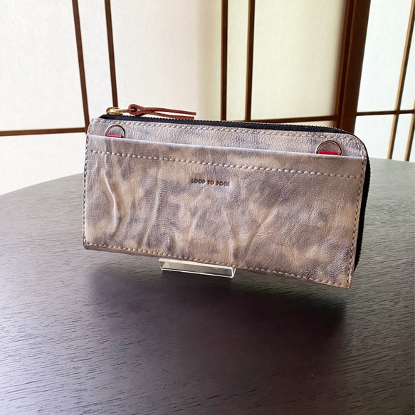 ＠『迷彩羊バッグ？』イタリア産シープL型ファスナー長財布バッグ 3枚目の画像