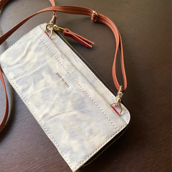 ＠『迷彩羊バッグ？』イタリア産シープL型ファスナー長財布バッグ 4枚目の画像