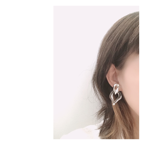 811 チェーン シルバーxクリア ピアス（その他） tikko 通販｜Creema 