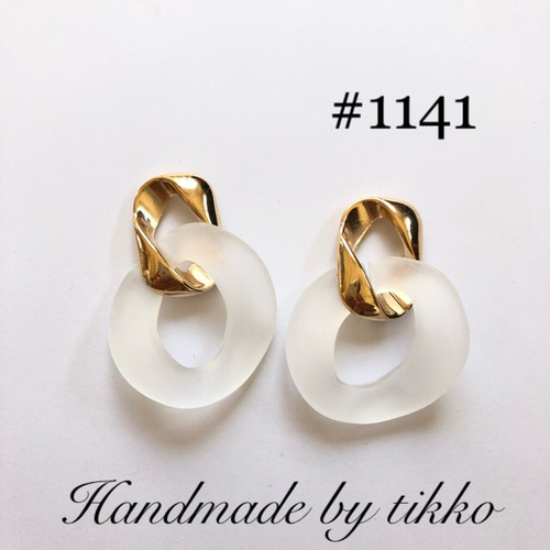 1141 チェーン ゴールドxかすれクリア ピアス（その他） tikko 通販 