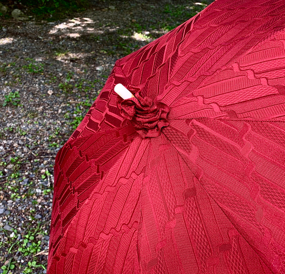 着物リメイク日傘　ワインレッド（袋付き） 2枚目の画像