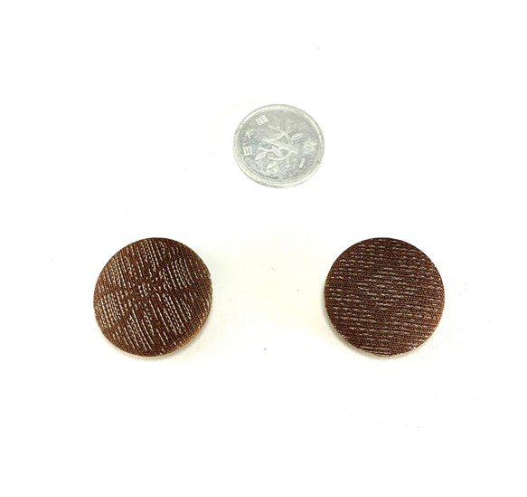 着物生地　くるみボタン22㎜　6個セット茶色柄 2枚目の画像