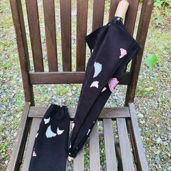 着物リメイク折畳日傘 黒柄 4枚目の画像