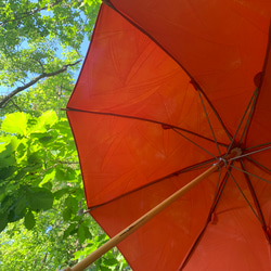 着物リメイク日傘　オレンジ袋付 3枚目の画像