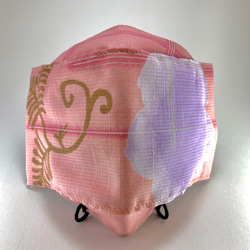 舟形マスク　フィルター入れ付き立体マスク　ピンク色花 2枚目の画像