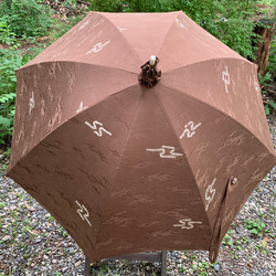 着物リメイク日傘　茶色（袋付き） 1枚目の画像