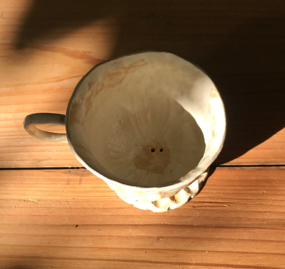 「晚霞黃」竹土石山 竹土系列 咖啡濾架 濾杯 1-2人份 耳朵把手 桌上優雅 微笑 花朵 第3張的照片