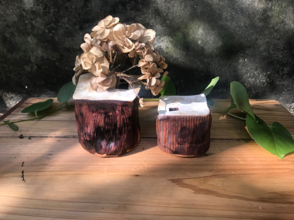 「手足」竹土石山 竹土系列 花器 花瓶 居家 可插乾燥花 鮮花 白頭 樹皮紋 樹幹 第2張的照片